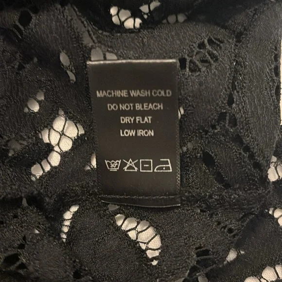 Haute Monde Black crochet Lace Overlay peplum Top SZ Large whimsigoth night out - Picture 6 of 11